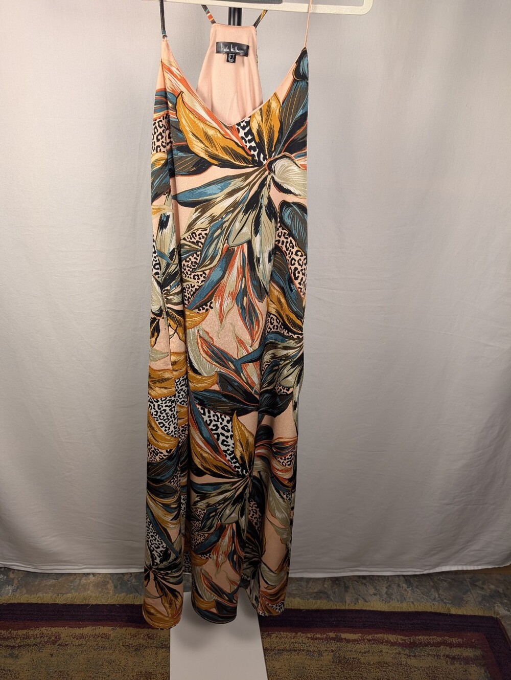 Nicole Miller Tropical Print Maxi Dress NWT Medium Halter Neck A-124 - Picture 2 of 13